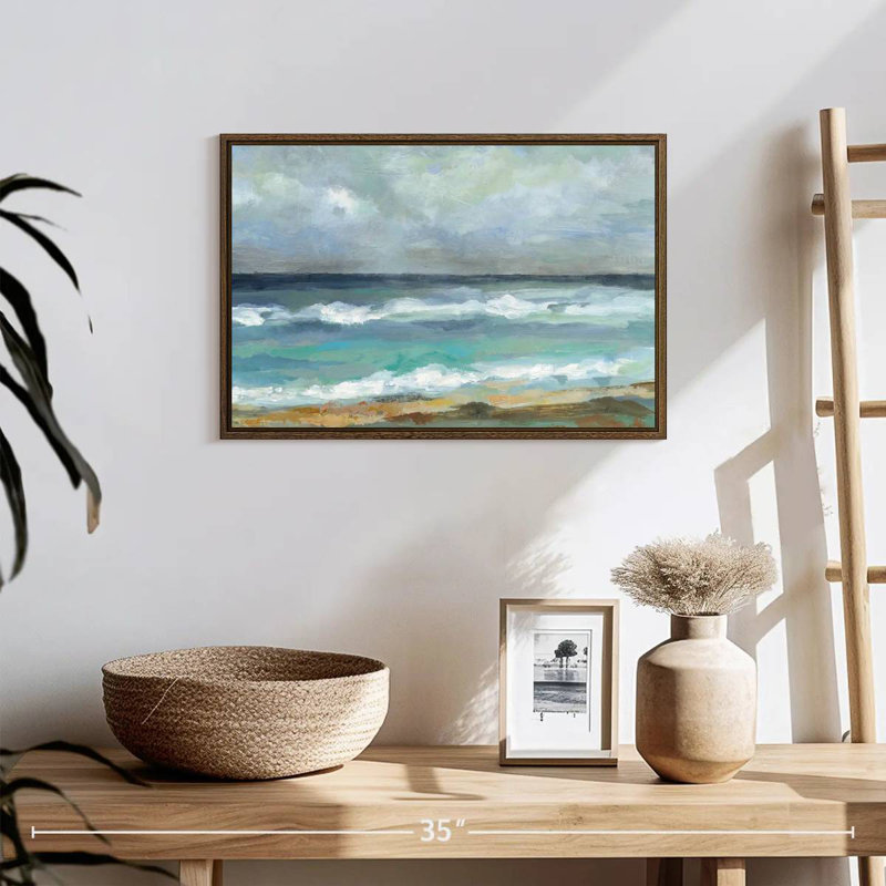 Jour de la mer, 19 po x 13 po, Cadre flottant noyer