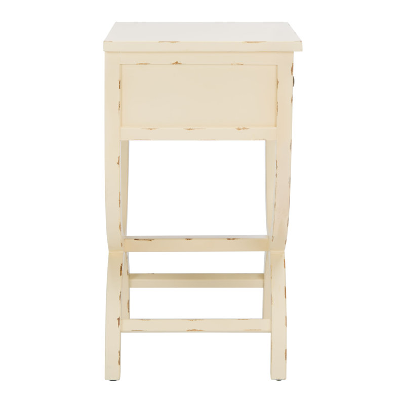 Floris End Table With Storage, Distressed Vanilla