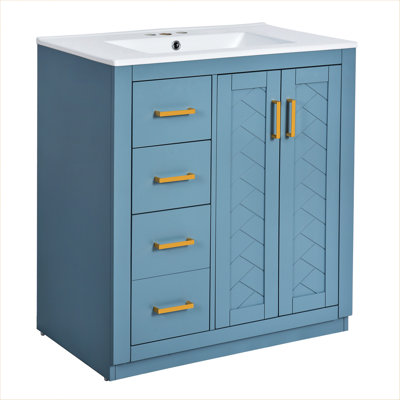 Stylish Bathroom Vanity With Ceramic Sink And Ample Storage, A Perfect Blend Of Functionality And Aesthetics.