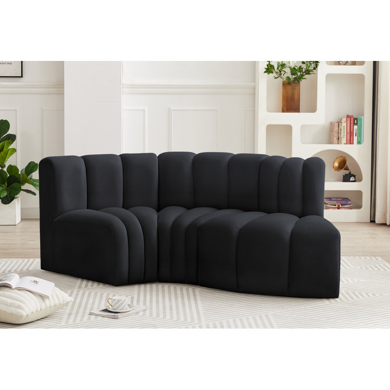 Canapé et chaise rembourrés Hubertus, Velours noir