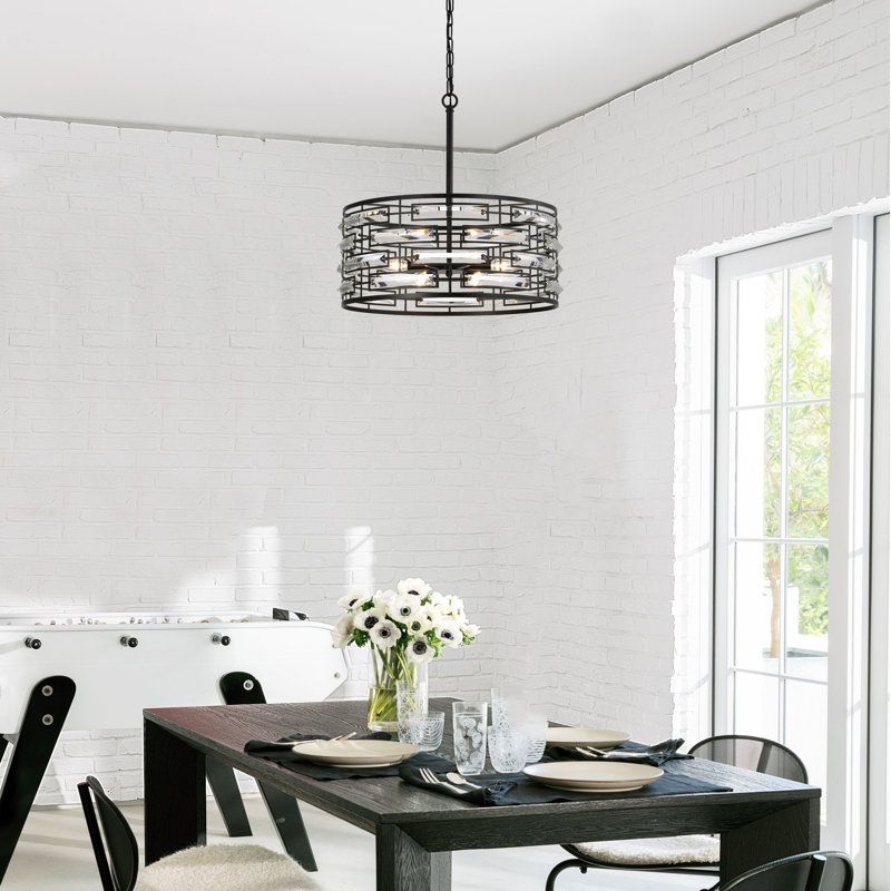 Panra 6 - Light 20" Drum Chandelier, Antique Black