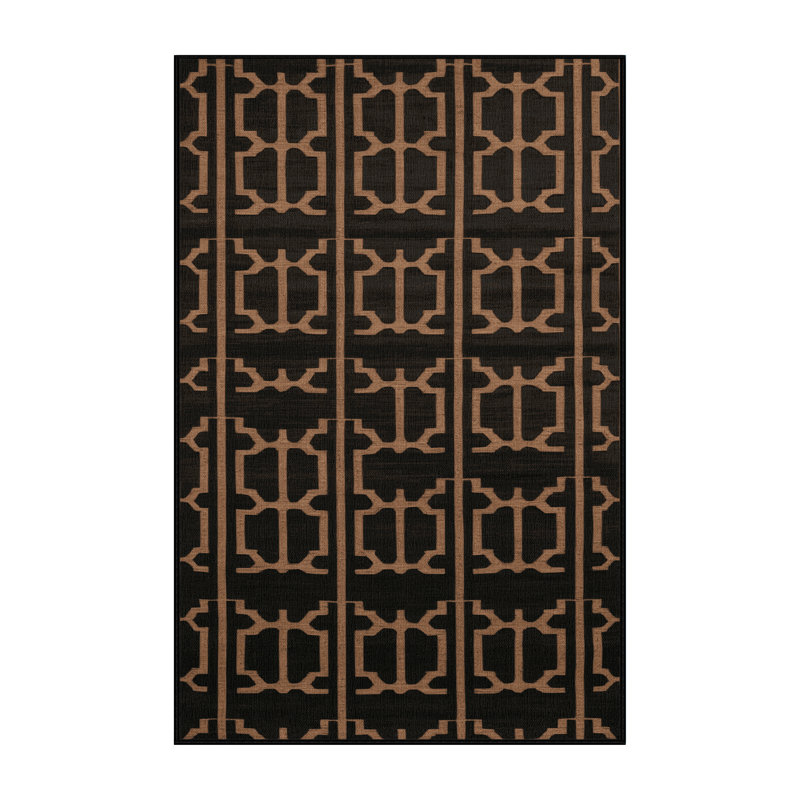 Machine Washable Trellis Black Area Rug, Rectangle 2' x 3'