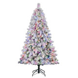 Home Heritage 7' Pine White Flocked Artificial Prelit Christmas Tree