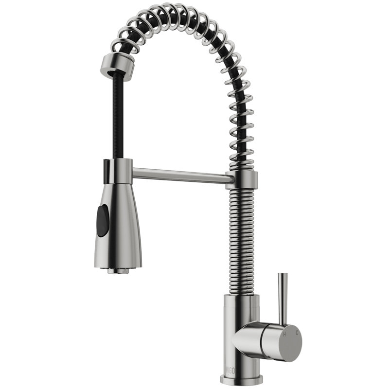 Brant 19 H 1-handle Pull-Down 2-Function Sprayer Kitchen Faucet, Stainless Steel