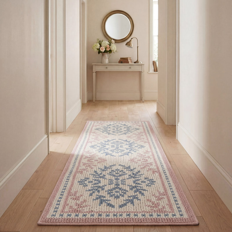 Laura Ashley Barnsley All Loop Tufted  Rugs, Runner 2' x 6', Ivory