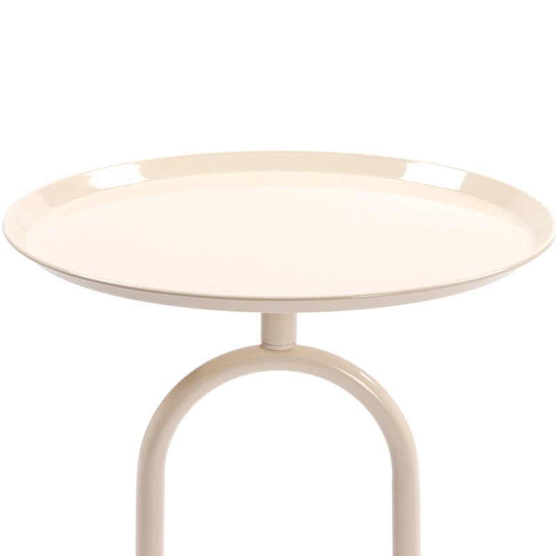 Table de bout en forme de lanterne blanc crème, hauteur 21,3 po, petite table d'appoint ronde en métal