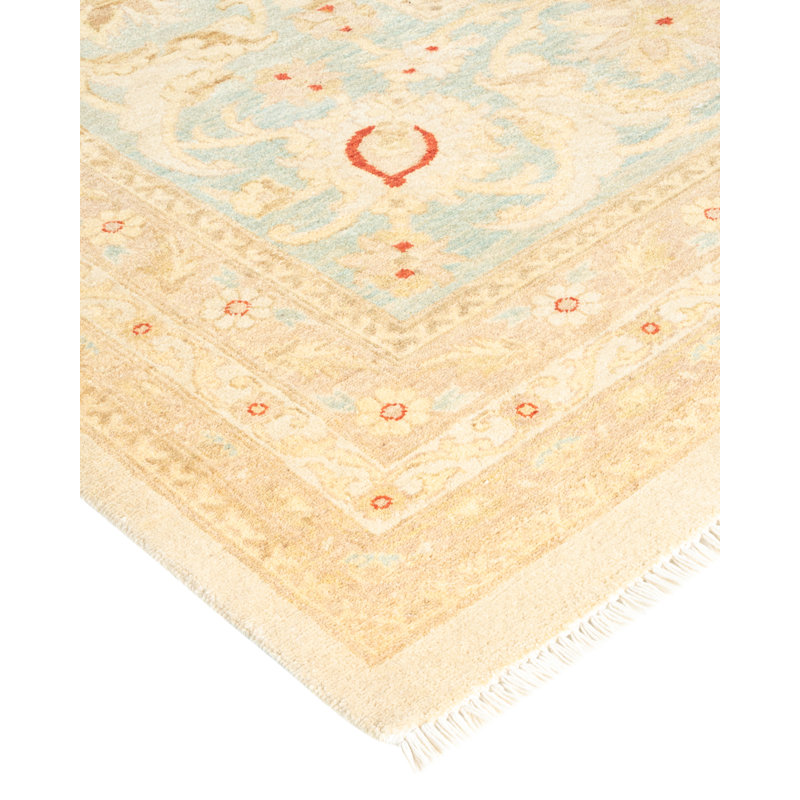 Tapis ivoire Haynie en laine noué à la main 12 pi 1 po x 17 pi 10 po