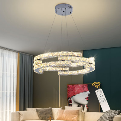 3 - Light Crystal Dimmable LED Geometric Chandelier