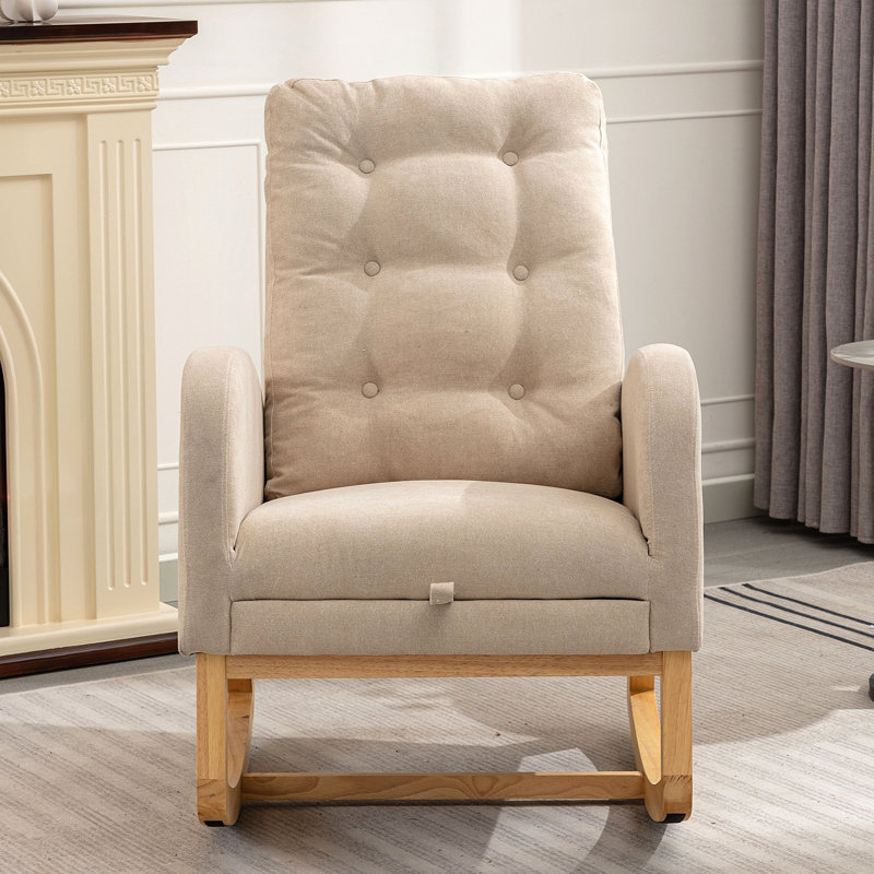 Chaise berçante d'appoint avec repose-pieds à haut dossier en bois d'hévéa LY-5104