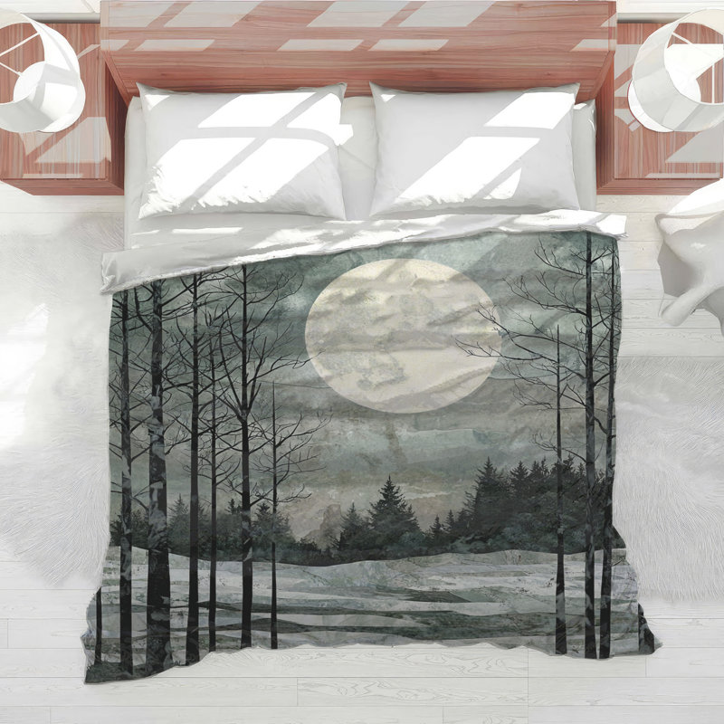 Full Moon Winter Landscape Comforter, Twin