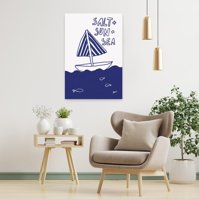 Sel, soleil, mer, poisson abstrait, océan côtier, reproduction d'art, H 36 po x l 24 po