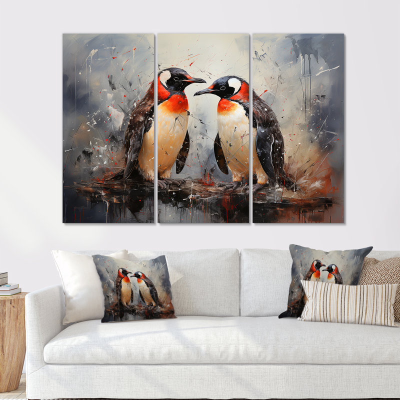 «Penguin Dreamscape I», ensemble d'art mural pingouin, H 28 po x l 36 po
