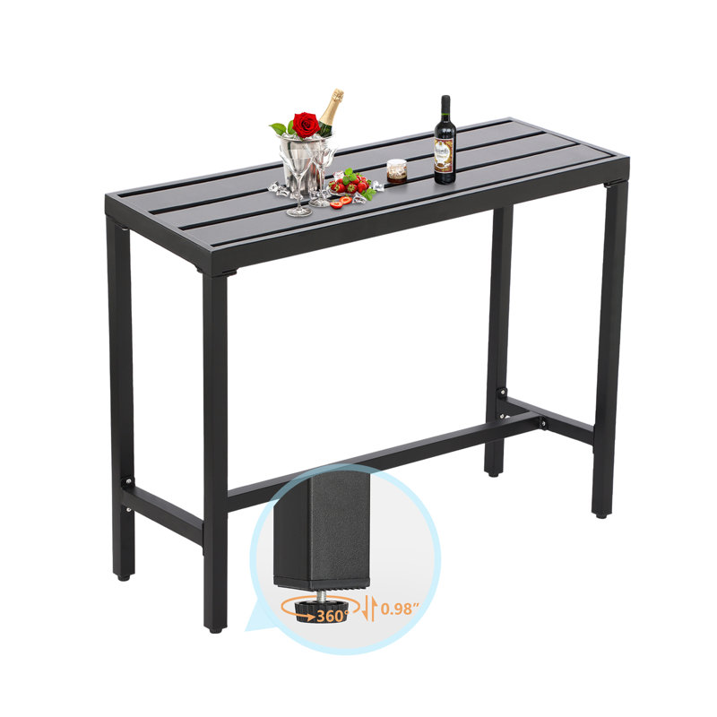 Counter Height 36.97'' Iron Bar Table, 15.6" W x 39" L, Black