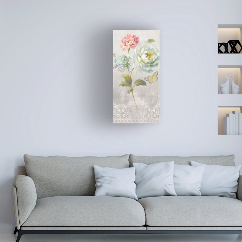 Art floral sur toile, rouleau, H 19 po x l 10 po
