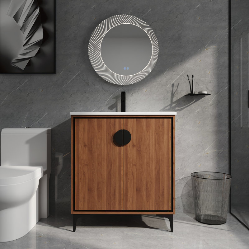 Meuble-lavabo 30 po avec lavabo supérieur - Portes à fermeture en douceur et armoire de rangement, 30"