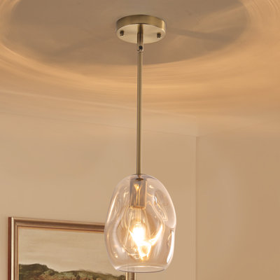 Suspension moderne à 1 lumière avec abat-jour en verre ambré