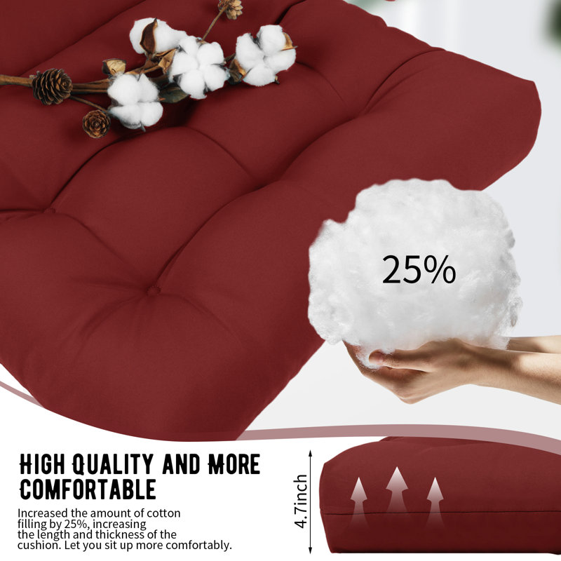 Coussin de chaise Adirondack 5 pouces (ensemble de 4), Rouge