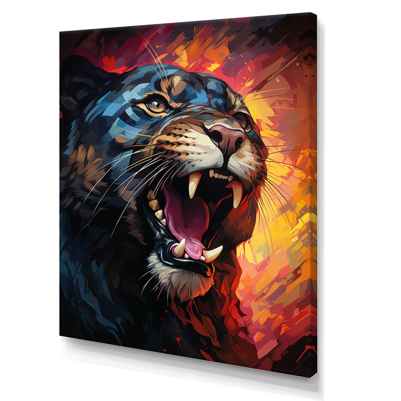 «Colorful Panther», impression géométrique sur toile, Toile tendue, H 32 po x l 16 po x P 1 po