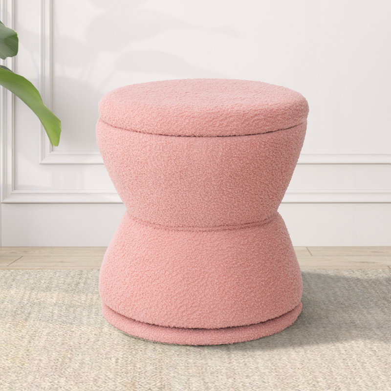 360 Degree Swivel Sherpa Ottoman With Storage, Modern Boucle Footrest Coffee Table For Living Room, Makeup Rooom, Bedroom