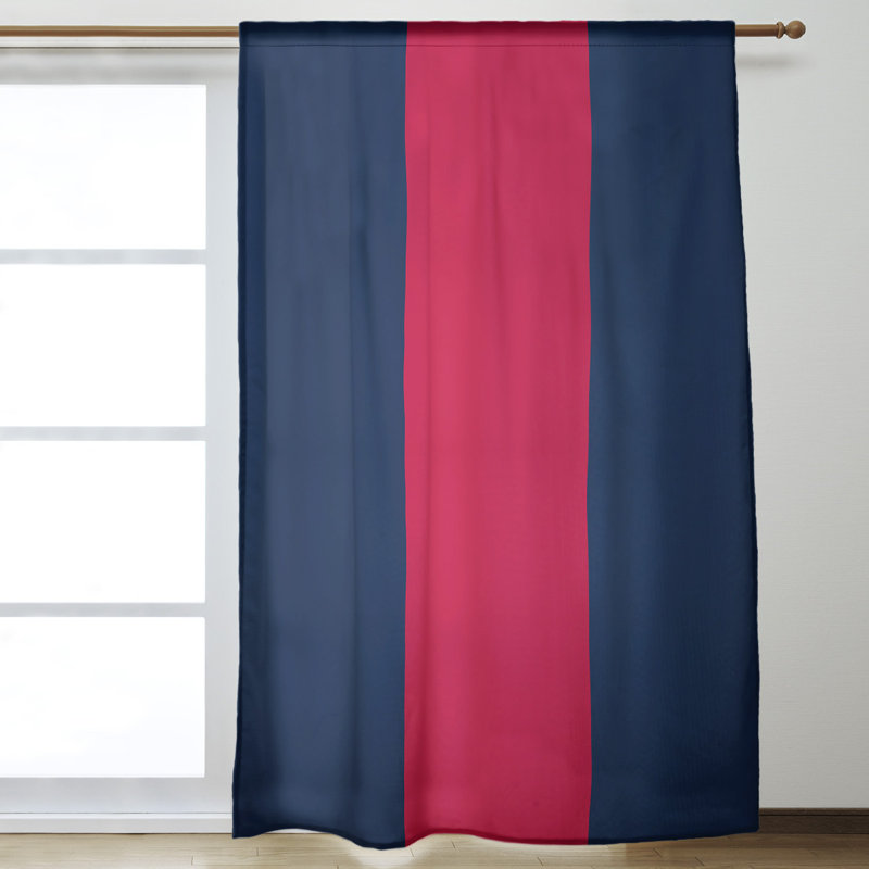 Room Darkening Curtain, Atlanta Baseball Navy Blue/Scarlet Red/Navy Blue