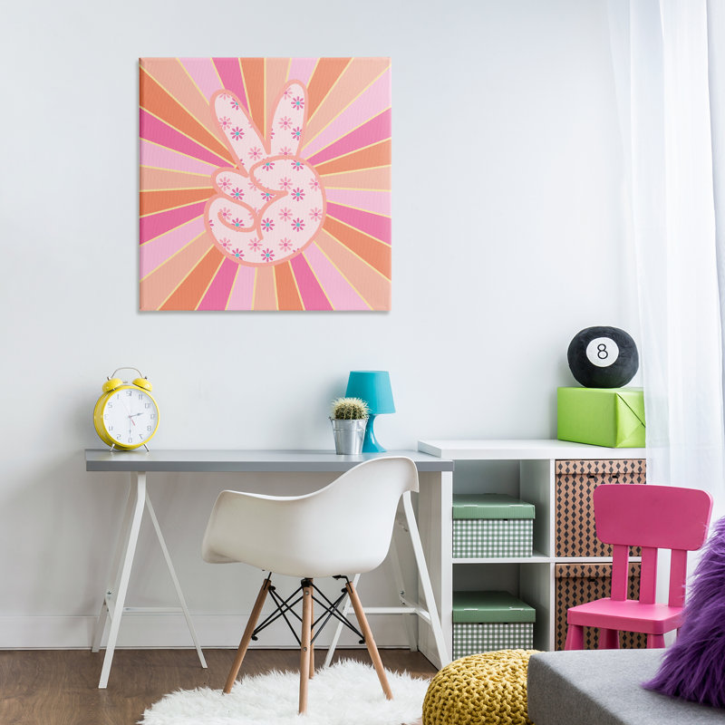 Toile à la main «Beaming Peace Sign», conception par Jesse Keith, H 30 po x l 30 po