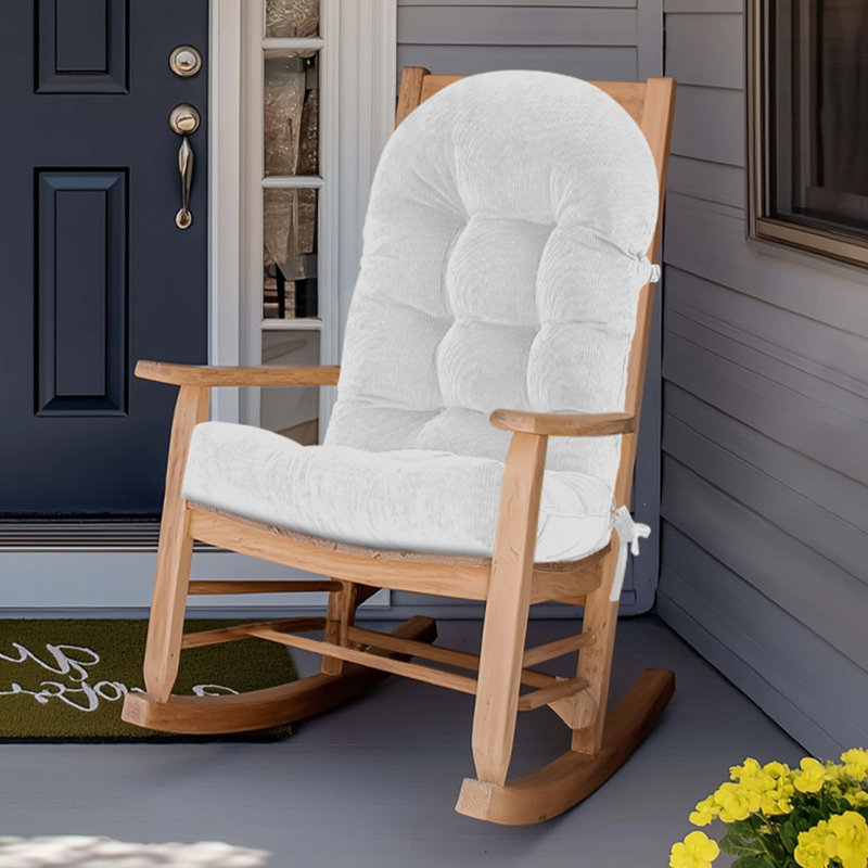 Coussin de chaise berçante intérieur / extérieur avec dossier élastique et sangles de fixation