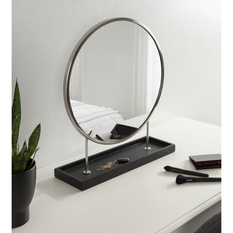 Abdul-Malik Metal Mirror, Silver/Black