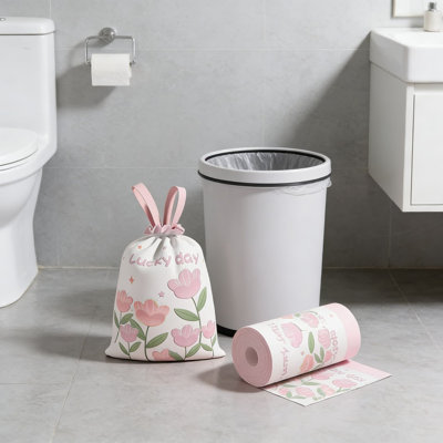 Floral Scented Drawstring Trash Bags 4 Gallon 200 Count - Tear-Free Leak Resistant Small Garbage Bags For Bathroom Office Kitchen Bedroom And Car