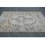 Tapis rétro turc beige à motif floral taupe - Élégant décor en laine de style antique