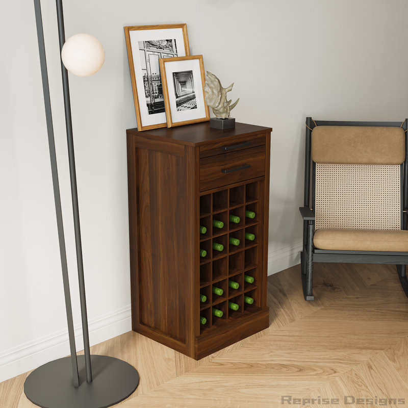 Modular 24 wine bar cabinet Buffet Cabinet, Walnut Brown