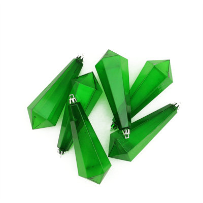 Xmas Green Transparent Shatterproof Diamond Shaped Icicle Christmas Ornament