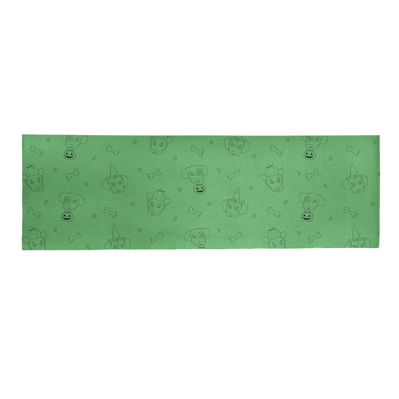 Tapis de zone verte fait main, Tapis de couloir 2 pi x 8 pi