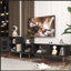 Meuble télé rectangulaire en bois extensible, meuble télé multimédia-391376486