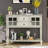 Sideboard Console Table with Bottom Shelf, Farmhouse Wood/Glass Buffet Storage Cabinet