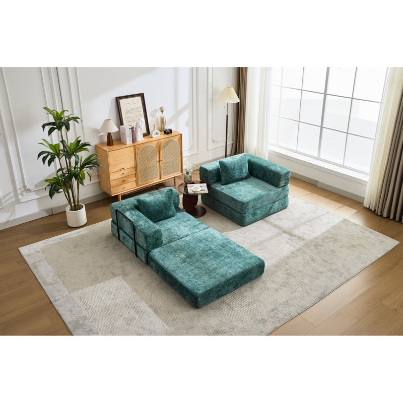 Sans assemblage requis Lit de sol convertible foncé, siège modulaire à 2 places en tissu chenille désossé pour la compression des bureaux, cadre de forme fixe, bureau Relax