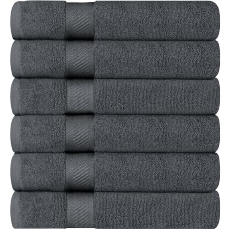 6 Pack Medium Bath Towel Set, 24 By 48 Inches, 500 GSM 100% Ring Spun Cotton, Lightweight And Highly Absorbent Quick Drying Premium Towels For Hotel, Spa And Bathroom, Grey