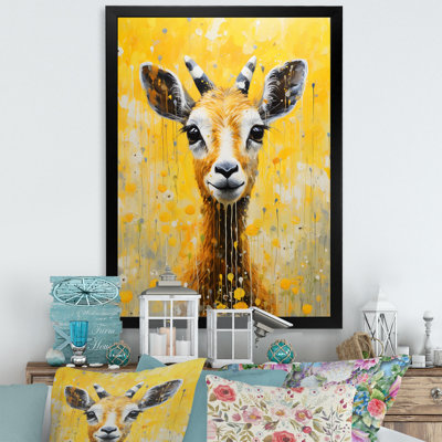 " Popart Yellow Goat Portrait "