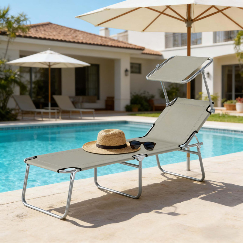 Chaise de bronzage pliante pour patio, chaise longue d'extérieur