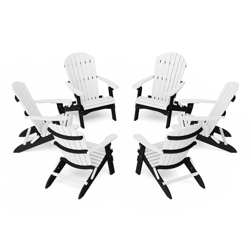 Ensemble de 6 chaises pliantes Heritage Adirondack, Blanc/Noir