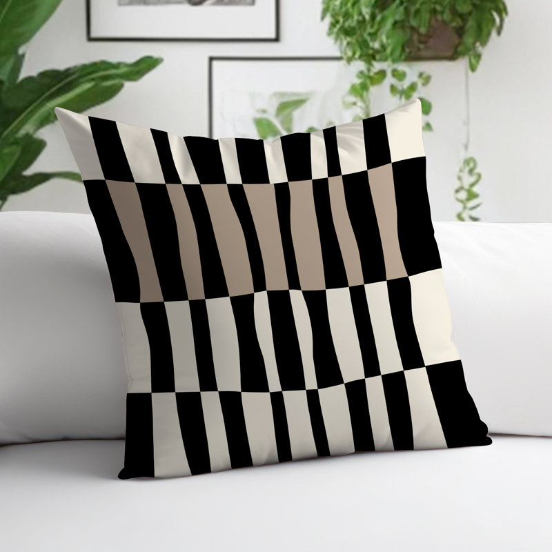 Bianca Spun Polyester Reversible Throw Pillow, 19"H x 19"W, Beige/Off White/Black