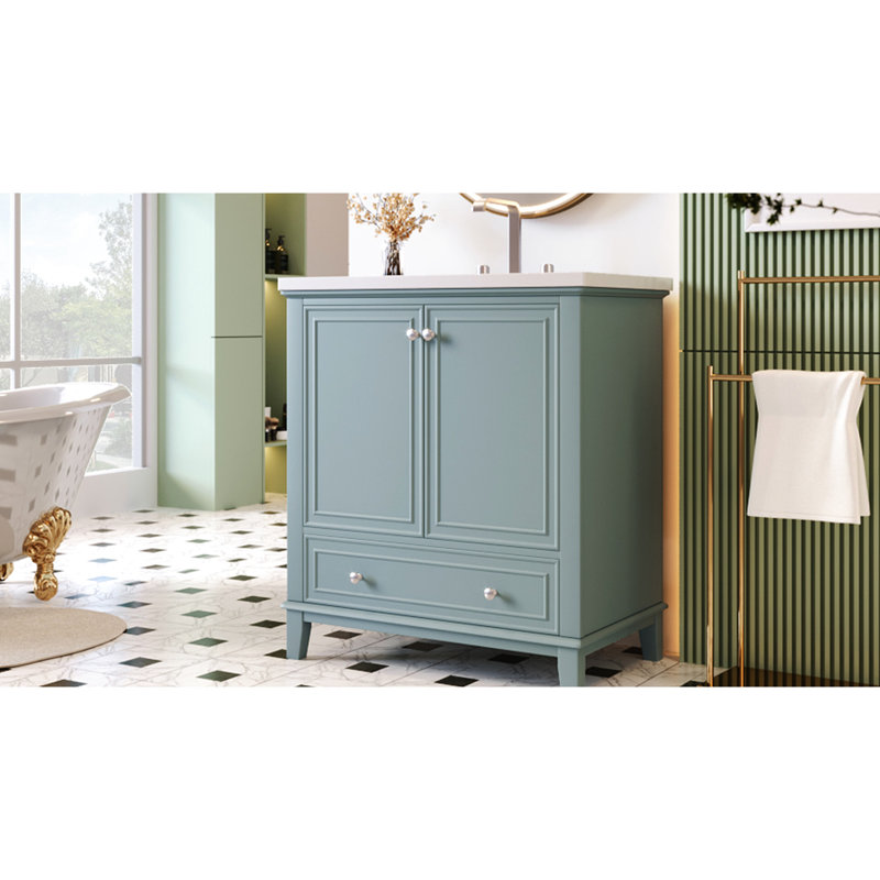 Meuble-lavabo 30 po avec lavabo en céramique, Vert