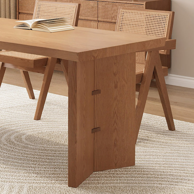 Brown Rectangular Solid Wood Dining Table, 29.53"H×94.49"L×31.50"W