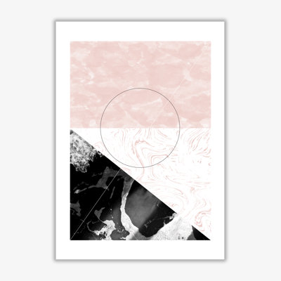 Black and Pink Marble Abstract Rectangle Shapes 1 Piece Single Picture Frame Wall Art