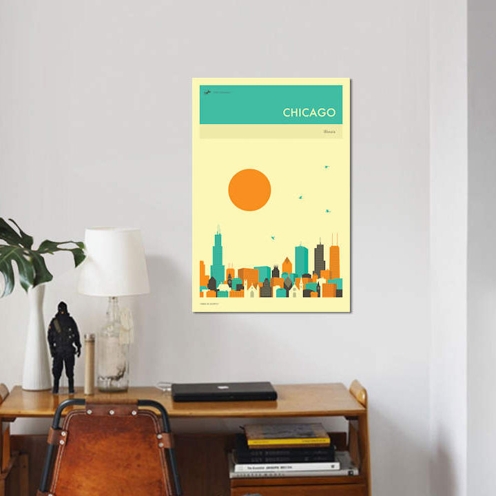 « chicago horizon ii », impression sur toile, H 40 po x l 26 po x P 1,5 po, Toile tendue, Pas de tapis