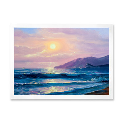 «Sunset Above Dark Blue Ocean Waves», reproduction sur toile