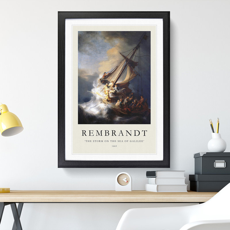 Christ in the Storm of Galilee by Rembrandt Van Rijn - Picture Frame Art Prints, 36cm H x 27cm W x 2cm D, Black