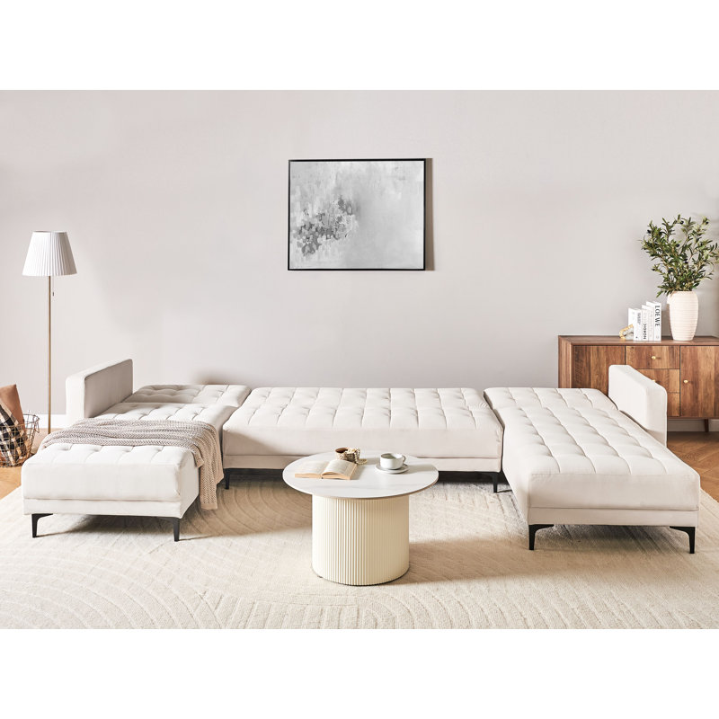 Aliyha 5 Seater Velvet Sofa Bed, Beige