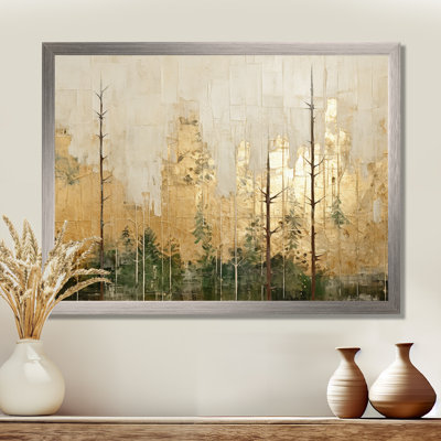 «Minimalisme beige et or forêt I», art mural sur toile forêt