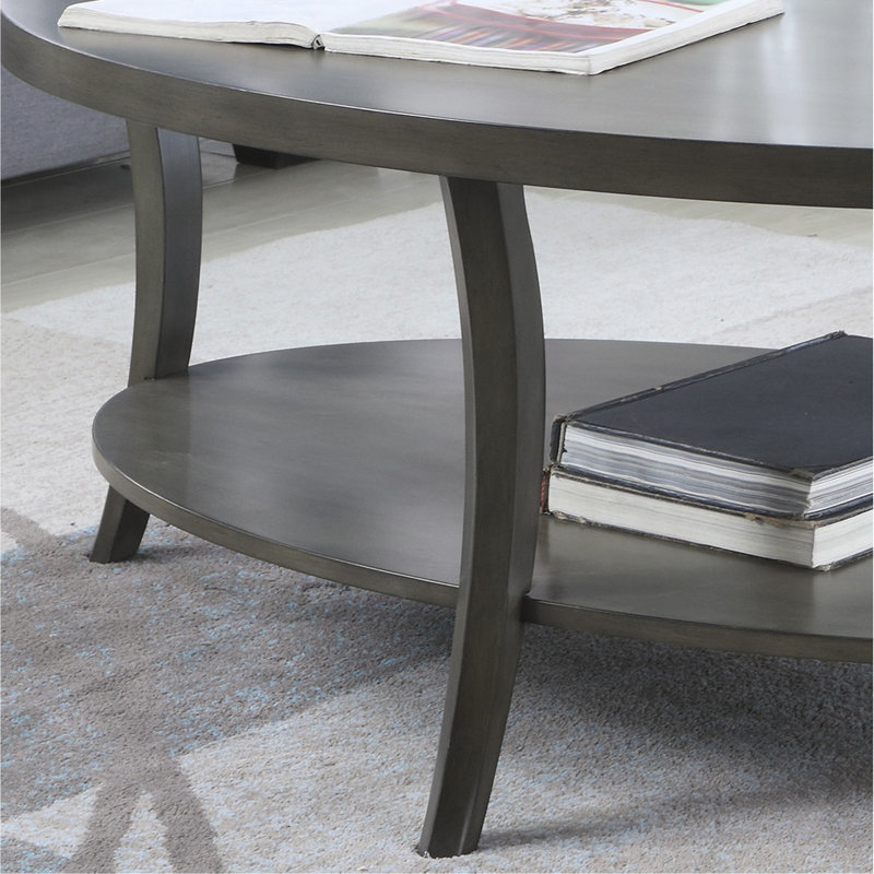 Contemporary Oval Shelf Coffee Table Set With Ample Display And Storage Space