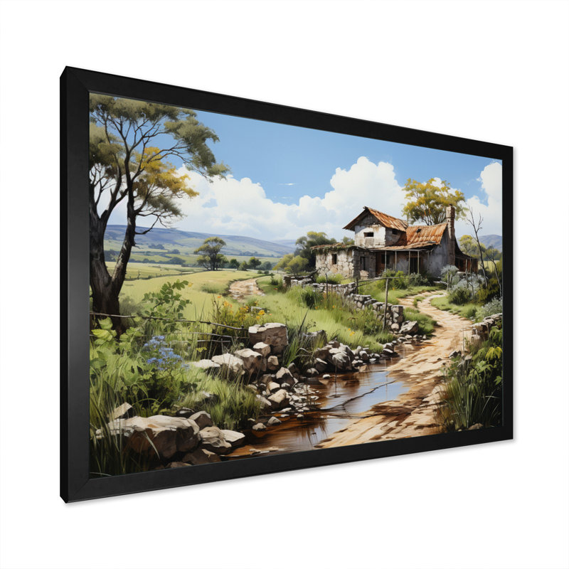 Chemin de campagne dominicain - reproduction sur toile, Cadre photo noir, H 16 po x l 32 po x P 1 po